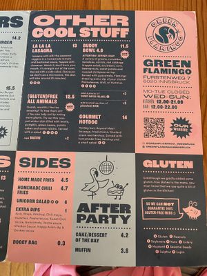 Menu  at Green Flamingo in Innsbruck