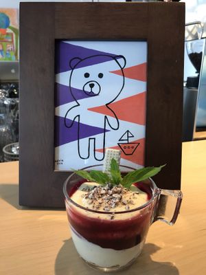 Manner Mania with homemade berry coulis at Green Flamingo in Innsbruck