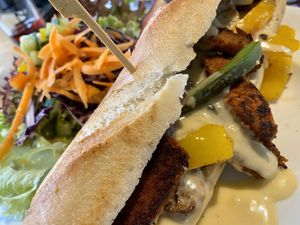 philly cheese steak sandwich at Green Flamingo in Innsbruck