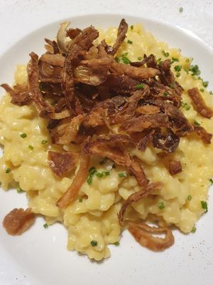 March special: Käsespätzle! Yummy! at Green Flamingo in Innsbruck