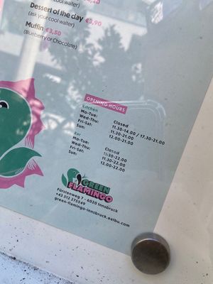 Kitchen is not open all day. at Green Flamingo in Innsbruck