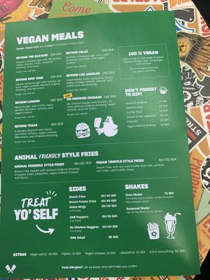 The vegan menu  at Bastard Burgers - Hamngatan in Stockholm
