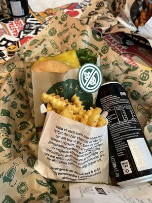 Vegan and glutenfree burger with fries  at Bastard Burgers - Hamngatan in Stockholm