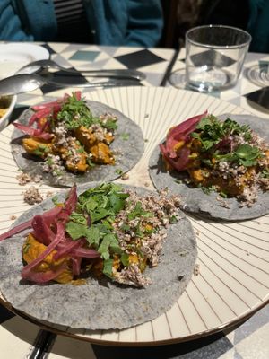 Tacos tika masala. Deliciosos!  at VEGA - Alamo in Madrid