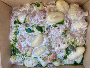 Vegan gnocchi (not pretty but delicious) at VEGA - Alamo in Madrid