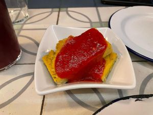I think this was polenta but they gave it to us for free, as a welcome gift! Delicious. at VEGA - Alamo in Madrid