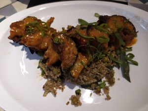 Brochetes de Heura at VEGA - Alamo in Madrid