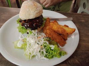 Mushroom burger at JanxDen Greenlife Cafe in Penang