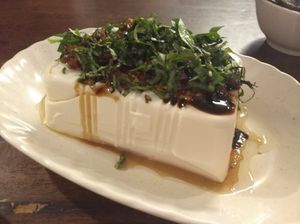 Tofu appetizer with vegan meat at JanxDen Greenlife Cafe in Penang