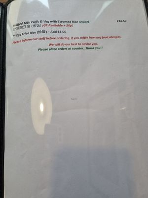 menu at Aroma Cafe in Fort William