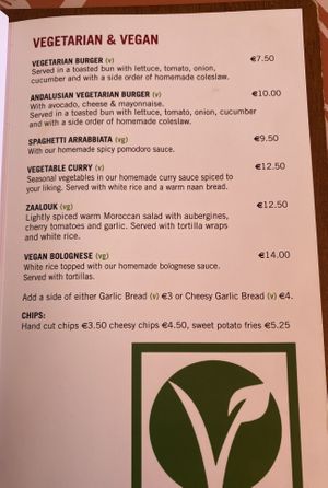 Menu  at Bakers Restaurant & Bar in Nerja