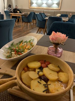 Potato stew, “sour” salad... both very tasty at Opera in Rijeka