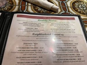 Menú   at The Grill in Lone Pine