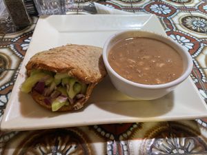 Pita com feijão 😋  at The Grill in Lone Pine