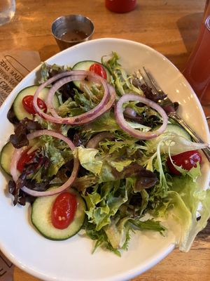 Swapped the fries for a side salad  at Burger Village in San Luis Obispo
