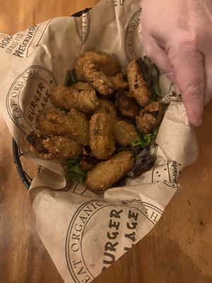 Vegan fried artichoke appetizer- ask for the vegan aioli    at Burger Village in San Luis Obispo
