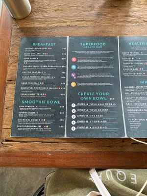 menu 1 at Superfood Health Restaurant in Canggu
