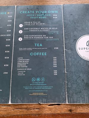 drinks at Superfood Health Restaurant in Canggu
