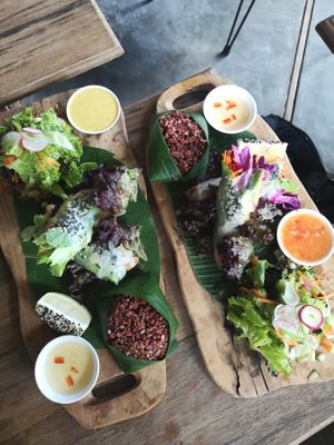 Rice paper rolls - soo delicious and fresh! at Superfood Health Restaurant in Canggu