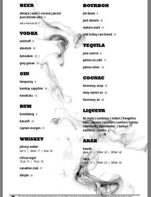 Menu at Nara Lounge in Hurstville