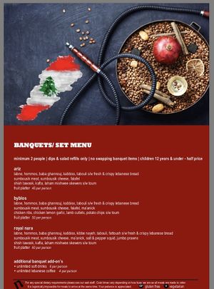 Menu at Nara Lounge in Hurstville