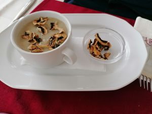 Gombalé - Mushroom soup with dried mushroom at Walzer Etterem es Panzio in Velence