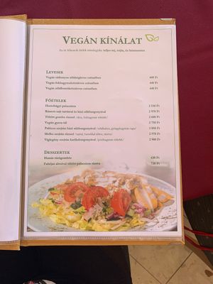 menu at Walzer Etterem es Panzio in Velence