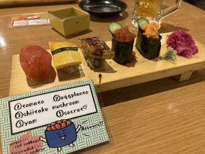 5 piece vegetable sushi  at Fukushima Grilled Vegetables Nanone in Osaka