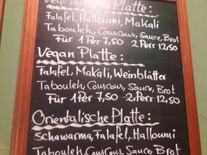 Menu on the wall (inside) at Orient Falafel in Berlin