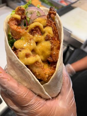 Fried Oyster Mushroom Snack Wrap with No Honey Mustard  at How Delish HD in West Orange