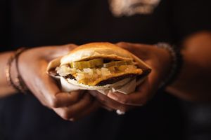 Walnut Mushroom Cheeseburger  at How Delish HD in West Orange