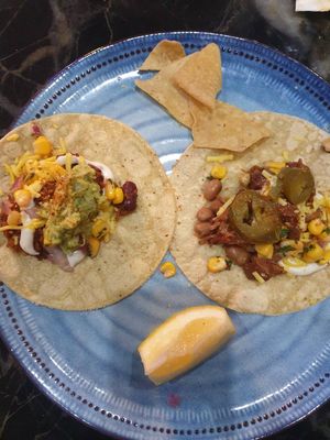 Served non vegan Chilli con carne, and Jackfruit tacos (has dairy cheese) which the server and chef (incorrectly) insisted was vegan cheese at Hecho en Mexico in Yarraville