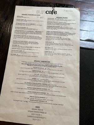 Menu page two  at SunCafe in Studio City