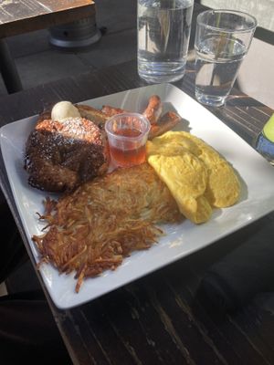 breakfast plate w hashbrowns and french toast  at SunCafe in Studio City