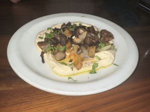 Hummus with Sautéed Mushrooms  at SunCafe in Studio City