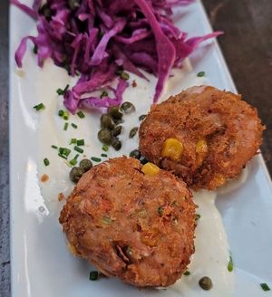 Sea Cakes (Jackfruit based)
 at SunCafe in Studio City