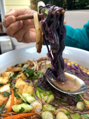 Misogyny ramen with black forbidden noodles at SunCafe in Studio City