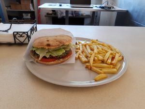 Pumpkin chickpea burger at Soul Kitchen in Ascona