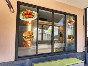 Vegan burger ad at Soul Kitchen in Ascona