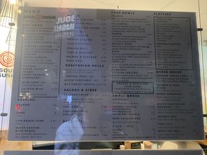 menu at Soul Sushi in Edinburgh