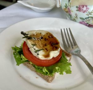 Herbed Cashew Mozzarella, Tomato, Balsamic  at Pendray Inn and Tea House in Victoria