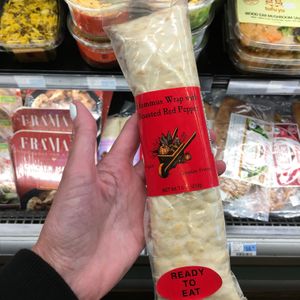 Vegan wrap, hummus and roasted red pepper at Woodlands Market in Tiburon