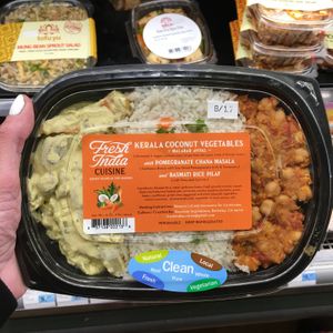 Kerala Coconut Vegetables with Pomegranate Chana Masala and Basmati Rice Pilaf at Woodlands Market in Tiburon