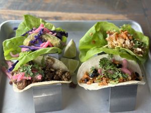 My vegan taco “sampler”.  One of each    at Vida Taco Bar in Annapolis