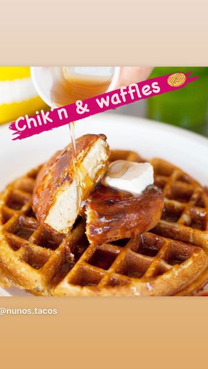 Nunos Chikin & waffles  at Nuno's Tacos & Vegmex Grill in Dallas