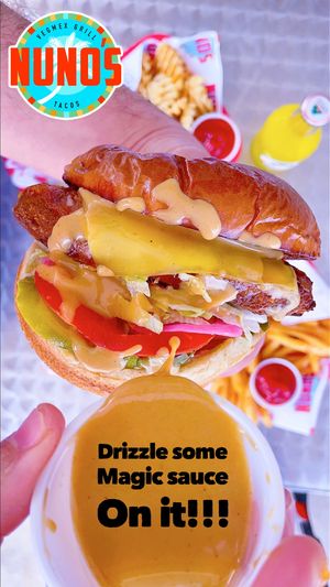 Nunos Pollo Sandwich.  at Nuno's Tacos & Vegmex Grill in Dallas