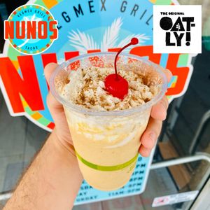 Pumpkin Spice Shake made with Oatly Softserve  at Nuno's Tacos & Vegmex Grill in Dallas