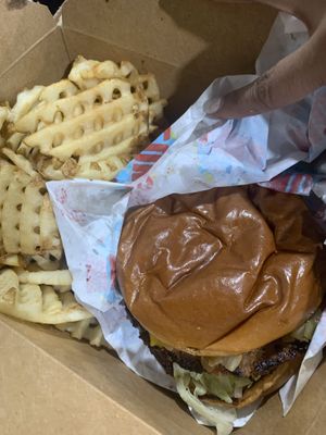 Best burger! Forgot to take a picture of the chicken sandwich they have too. You can’t got wrong with either sandwich!! at Nuno's Tacos & Vegmex Grill in Dallas