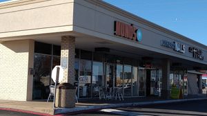 Side view of location at corner at Nuno's Tacos & Vegmex Grill in Dallas