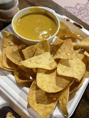 Queso and chips #Veganuary at Nuno's Tacos & Vegmex Grill in Dallas